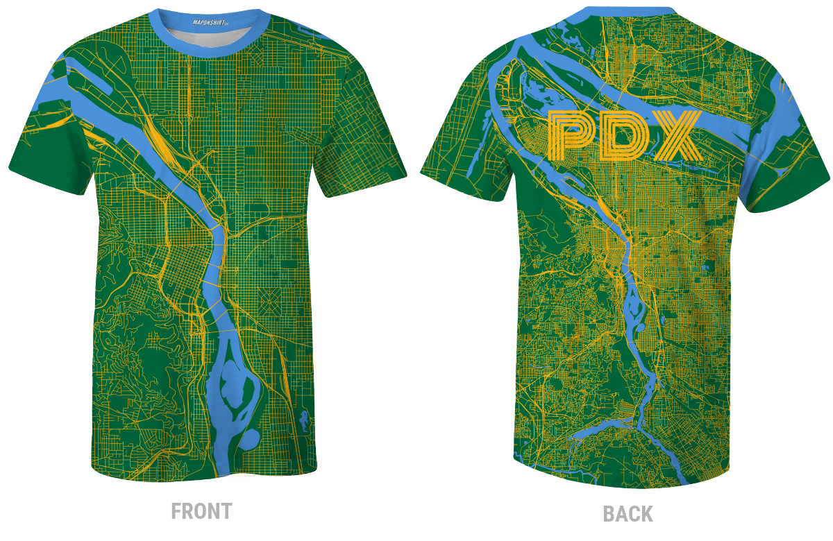 Portland, Oregon, PDX Map Shirt from Flag Colors